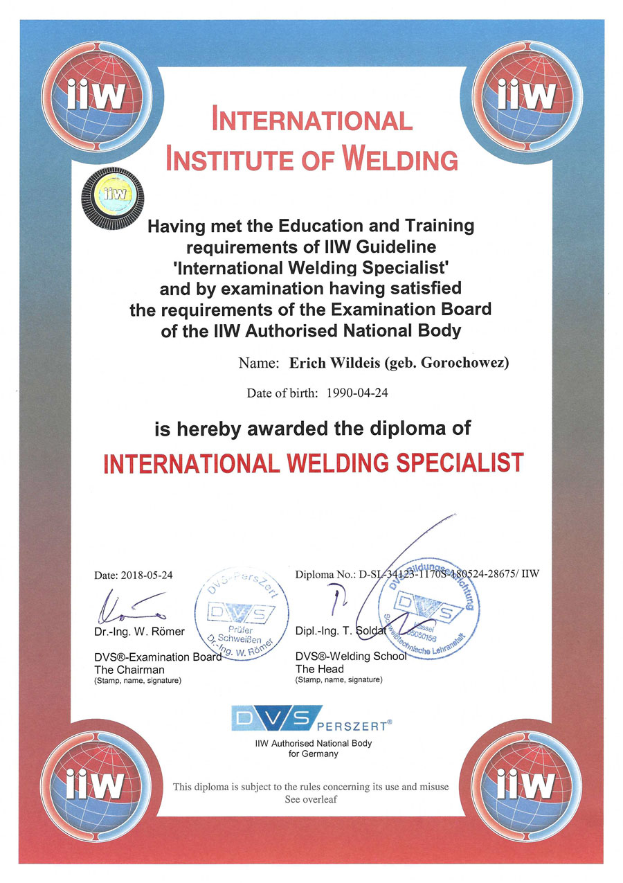 International Institute of Welding (IIW), Erich Wildeis